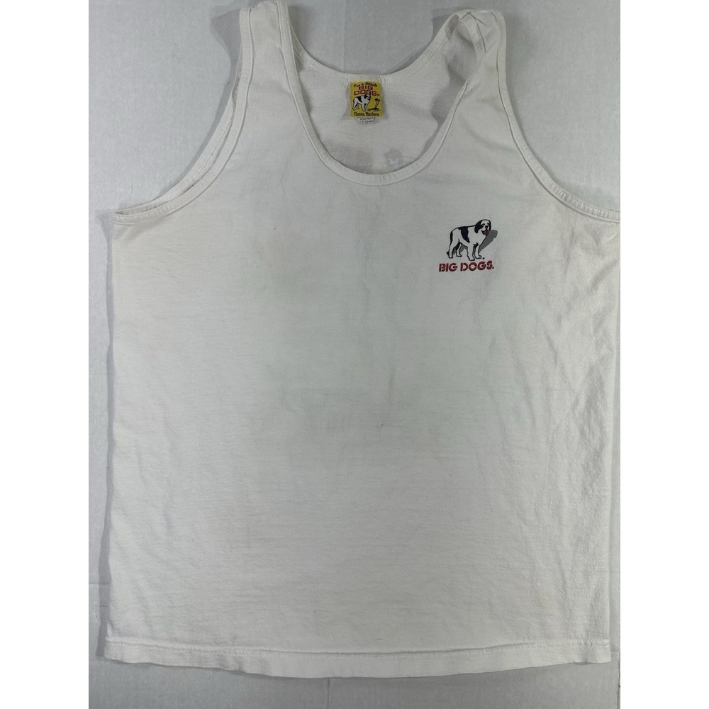 Vintage Y2K Big Dogs Tank Top White Large Big Back Hit Graphic